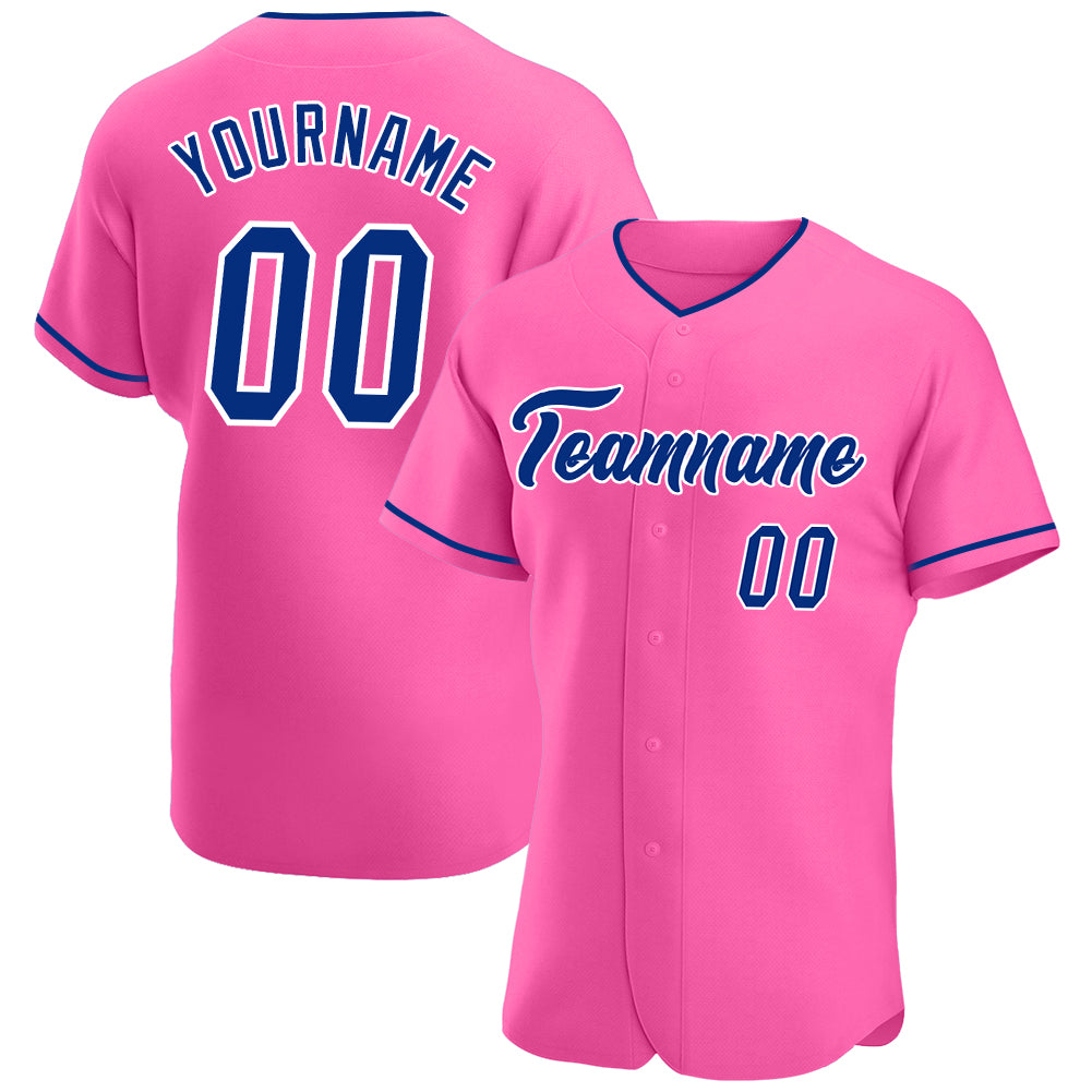 Personalized Pink Royal-White Authentic Baseball Jersey Team Custom Name and Number