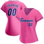 Personalized Pink Royal-White Authentic Baseball Jersey Team Custom Name and Number