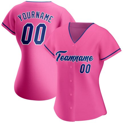 Personalized Pink Royal-White Authentic Baseball Jersey Team Custom Name and Number