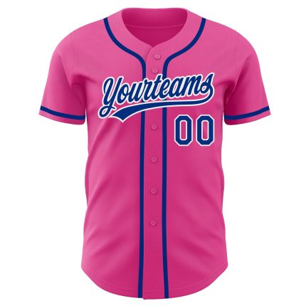 Personalized Pink Royal-White Authentic Baseball Jersey