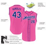 Personalized Pink Royal-White Authentic Sleeveless Baseball Jersey Team Custom Name and Number