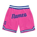 Personalized Pink Royal-White Authentic Throwback Basketball Shorts Team Custom Name and Number