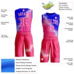 Personalized Pink Royal-White Gradient Two Tone Diamond Shape Round Neck Sublimation Basketball Suit Jersey Team Custom Name and Number
