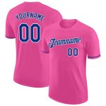 Personalized Pink Royal-White Performance T-Shirt Team Custom Name and Number