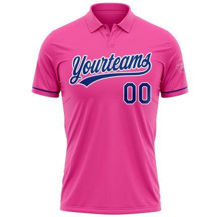 Personalized Pink Royal-White Performance Vapor Golf Polo Shirt Team Custom Name and Number