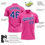 Personalized Pink Royal-White Performance Vapor Golf Polo Shirt Team Custom Name and Number