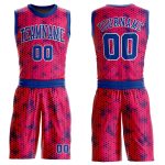 Personalized Pink Royal-White Round Neck Sublimation Basketball Suit Jersey Team Custom Name and Number