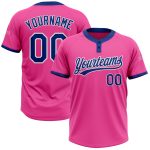 Personalized Pink Royal-White Two-Button Unisex Softball Jersey Team Custom Name and Number