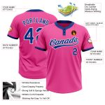 Personalized Pink Royal-White Two-Button Unisex Softball Jersey Team Custom Name and Number