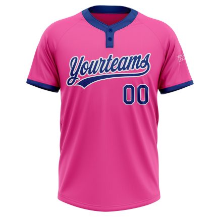 Personalized Pink Royal-White Two-Button Unisex Softball Jersey Team Custom Name and Number