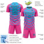 Personalized Pink Sky Blue-Black Arrow Shapes Sublimation Soccer Uniform Jersey Team Custom Name and Number