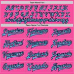 Personalized Pink Sky Blue-Black Bomber Full-Snap Varsity Letterman Two Tone Jacket Team Custom Name and Number