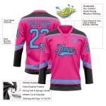 Personalized Pink Sky Blue-Black Hockey Lace Neck Jersey Team Custom Name and Number