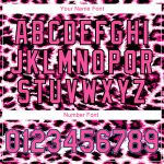 Personalized Pink Sky Blue-Black Leopard Print 3D Pattern Design Bomber Full-Snap Varsity Letterman Jacket Team Custom Name and Number