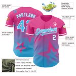 Personalized Pink Sky Blue-White 3D Pattern Design Gradient Style Twinkle Star Authentic Baseball Jersey Team Custom Name and Number