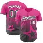 Personalized Pink Steel Gray-White 3D Pattern Design Gradient Style Twinkle Star Authentic Baseball Jersey Team Custom Name and Number