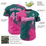 Personalized Pink Teal-White 3D Pattern Design Abstract Brush Stroke Authentic Baseball Jersey Team Custom Name and Number