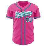 Personalized Pink Teal-White Authentic Baseball Jersey