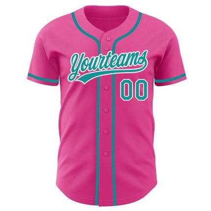 Personalized Pink Teal-White Authentic Baseball Jersey