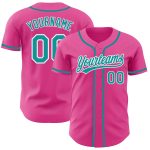 Personalized Pink Teal-White Authentic Baseball Jersey