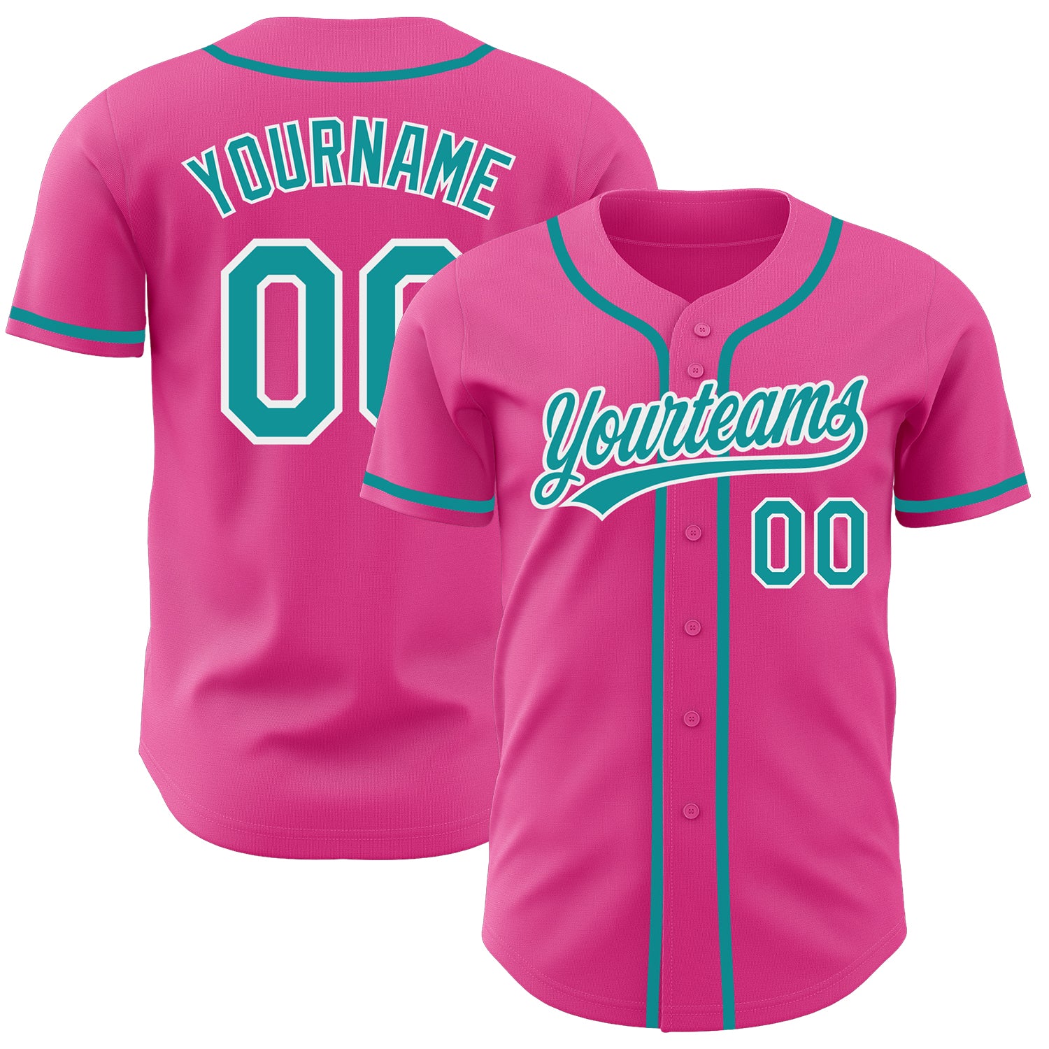 Personalized Pink Teal-White Authentic Baseball Jersey