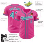 Personalized Pink Teal-White Authentic Baseball Jersey