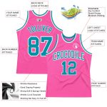Personalized Pink Teal-White Authentic Throwback Basketball Jersey Team Custom Name and Number