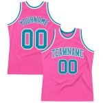 Personalized Pink Teal-White Authentic Throwback Basketball Jersey Team Custom Name and Number
