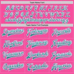 Personalized Pink Teal-White Bomber Full-Snap Varsity Letterman Jacket Team Custom Name and Number