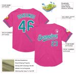Personalized Pink Teal-White Mesh Authentic Throwback Baseball Jersey Team Custom Name and Number