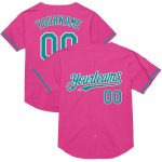 Personalized Pink Teal-White Mesh Authentic Throwback Baseball Jersey Team Custom Name and Number