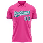 Personalized Pink Teal-White Performance Vapor Golf Polo Shirt Team Custom Name and Number