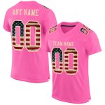 Personalized Pink Vintage USA Flag-City Cream Mesh Authentic Football Jersey Team Custom Name and Number