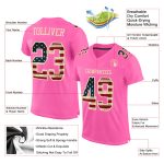 Personalized Pink Vintage USA Flag-City Cream Mesh Authentic Football Jersey Team Custom Name and Number