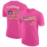 Personalized Pink Vintage USA Flag-City Cream Performance T-Shirt Team Custom Name and Number