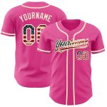 Personalized Pink Vintage USA Flag-Cream Authentic Baseball Jersey Team Custom Name and Number