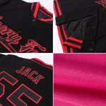 Personalized Pink Vintage USA Flag Cream-Black Bomber Full-Snap Varsity Letterman Jacket Team Custom Name and Number