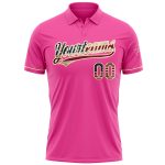 Personalized Pink Vintage USA Flag-Cream Performance Vapor Golf Polo Shirt Team Custom Name and Number
