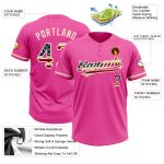 Personalized Pink Vintage USA Flag-Cream Two-Button Unisex Softball Jersey Team Custom Name and Number