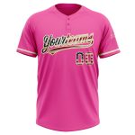 Personalized Pink Vintage USA Flag-Cream Two-Button Unisex Softball Jersey Team Custom Name and Number