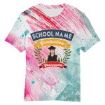 Personalized Pink White 3D Graduation Performance T-Shirt Team Custom Name and Number