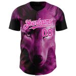 Personalized Pink White 3D Pattern Design Animal Wolf Authentic Baseball Jersey Team Custom Name and Number