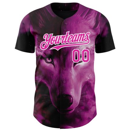 Personalized Pink White 3D Pattern Design Animal Wolf Authentic Baseball Jersey Team Custom Name and Number