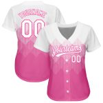 Personalized Pink White 3D Pattern Design Authentic Baseball Jersey Team Custom Name and Number