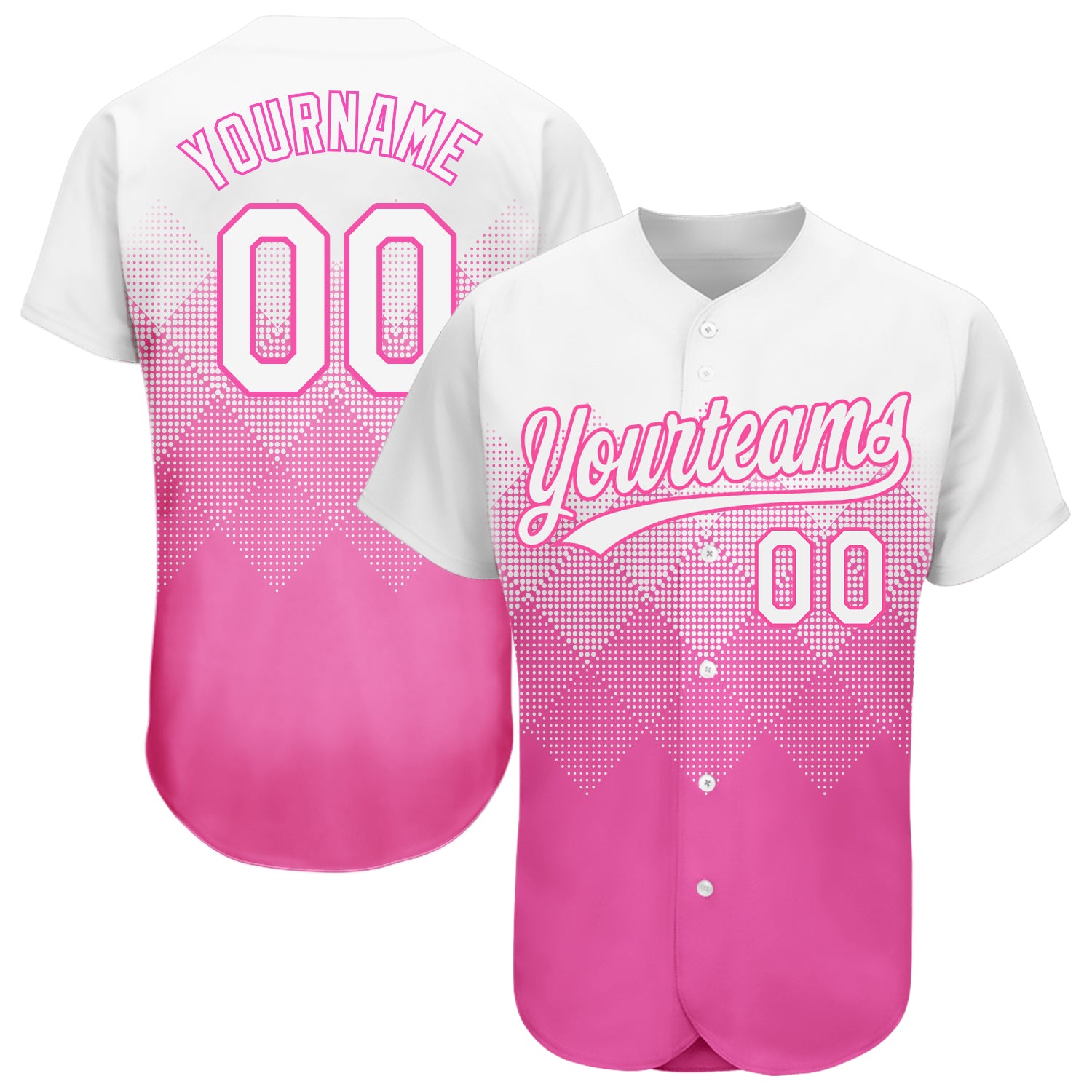 Personalized Pink White 3D Pattern Design Authentic Baseball Jersey Team Custom Name and Number