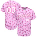 Personalized Pink White 3D Pattern Design Breast Cancer Authentic Baseball Jersey Team Custom Name and Number