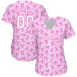Personalized Pink White 3D Pattern Design Breast Cancer Authentic Baseball Jersey Team Custom Name and Number