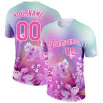 Personalized Pink White 3D Pattern Design Flowers Performance T-Shirt