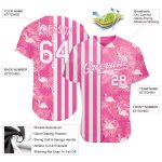 Personalized Pink White 3D Pattern Design Tropical Palm Leaves And Famingo Authentic Baseball Jersey Team Custom Name and Number