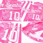Personalized Pink White 3D Pattern Design Tropical Palm Leaves And Famingo Authentic Baseball Jersey Team Custom Name and Number